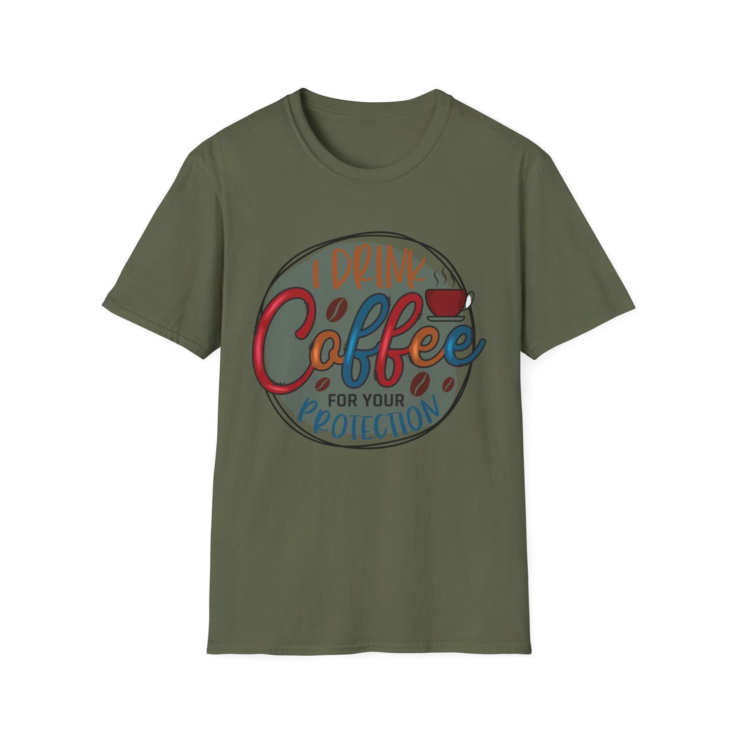 Coffee Protection Unisex T-Shirt, Funny Coffee Lover Gift, Casual Kitchen Tee, Perfect for Birthdays, Coffee Shop Wear