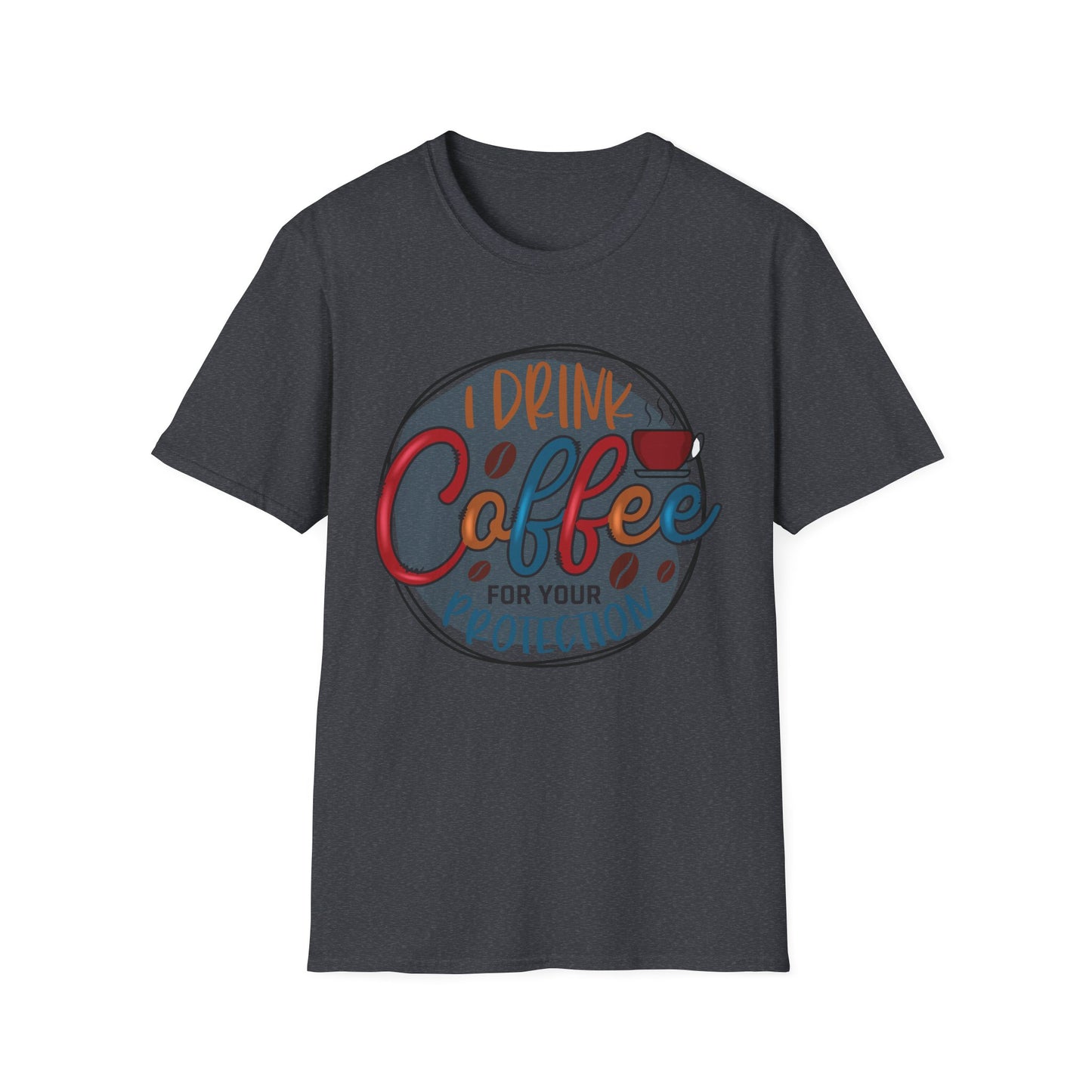 Coffee Protection Unisex T-Shirt, Funny Coffee Lover Gift, Casual Kitchen Tee, Perfect for Birthdays, Coffee Shop Wear