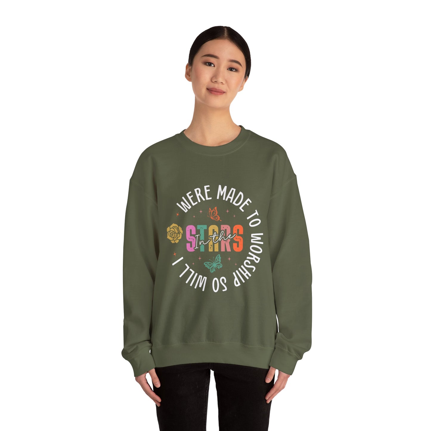 Whimsical Stars Crewneck Sweatshirt, Cozy Pullover, Casual Style, Trendy Gift, Relaxed Fit, Cute Aesthetic