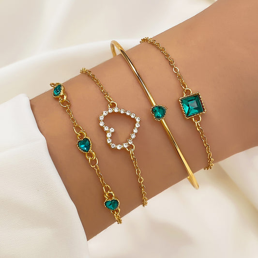 Vintage Inlaid Lvzuan Square Bracelet